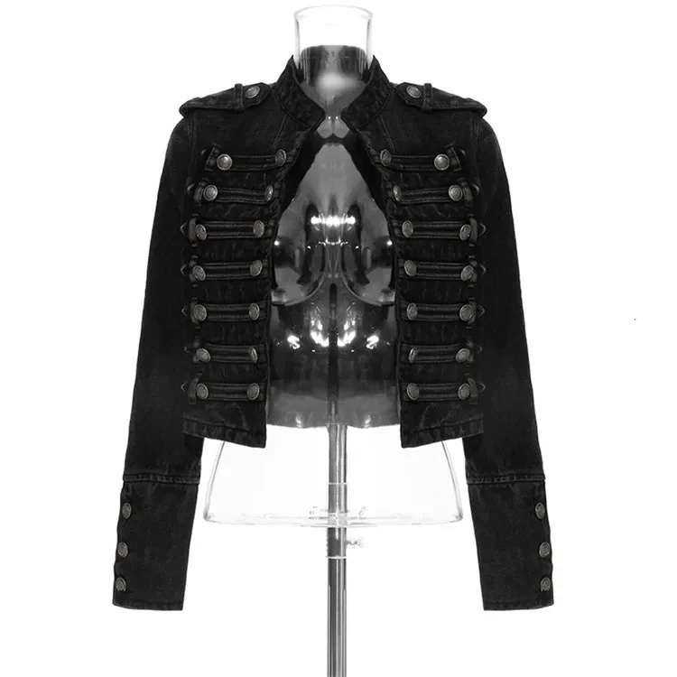 Streetwear Casual Loose Button Split Short Denim Jacket Women Stand Collar 2026