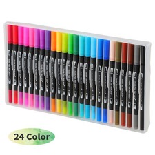 24 Colors Dual Tip Brush Pens for Rock Painting Wood Ceramic Fabric Canvas UK