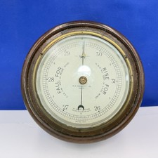 Aneroid Barometer Sestrel Brass Wooden Oak Frame CHUNKY Antique UNTESTED