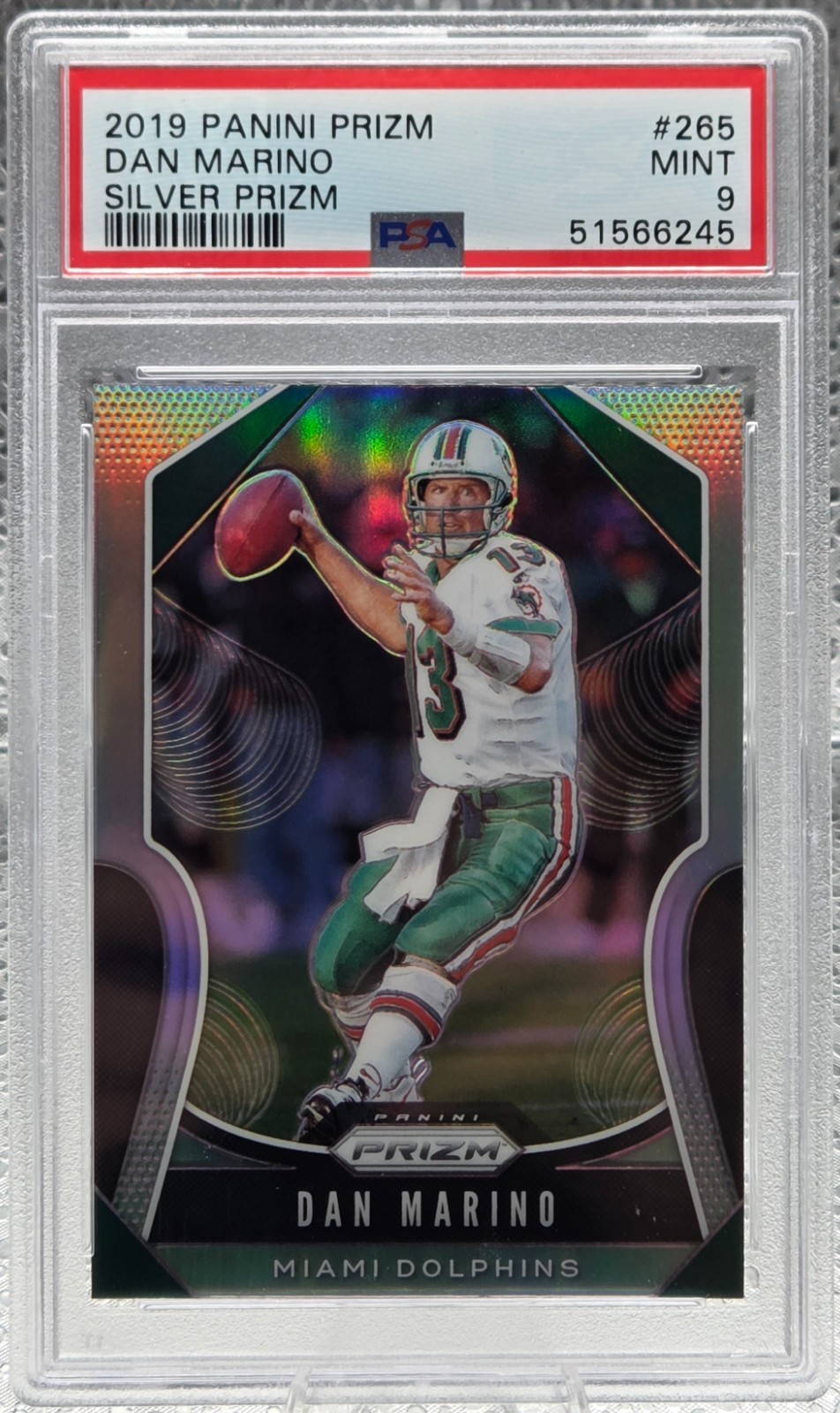 2019 Prizm SILVER REFRACTOR ~ DAN MARINO Football Card PSA 9 MINT (Pop 8)