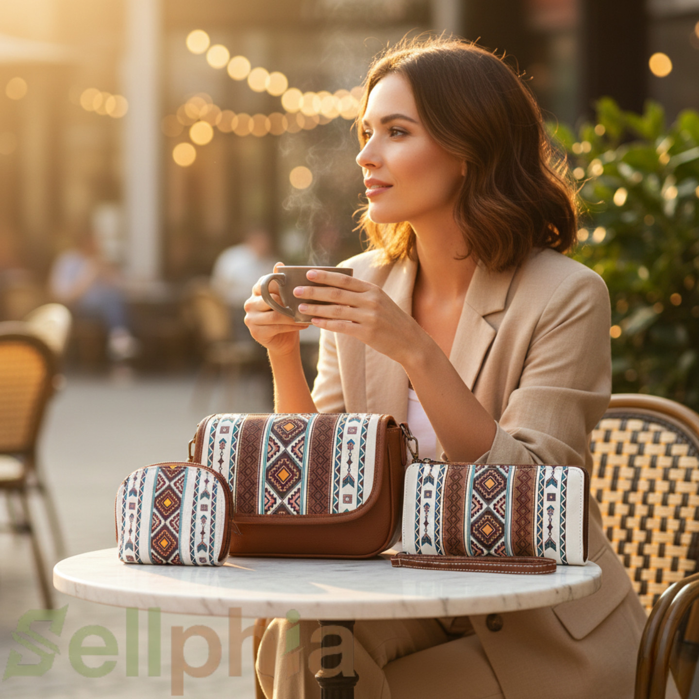 Set de 3 Bolsos Boho Mujer – Bandolera, Cartera y Monedero | Piel Vegana |