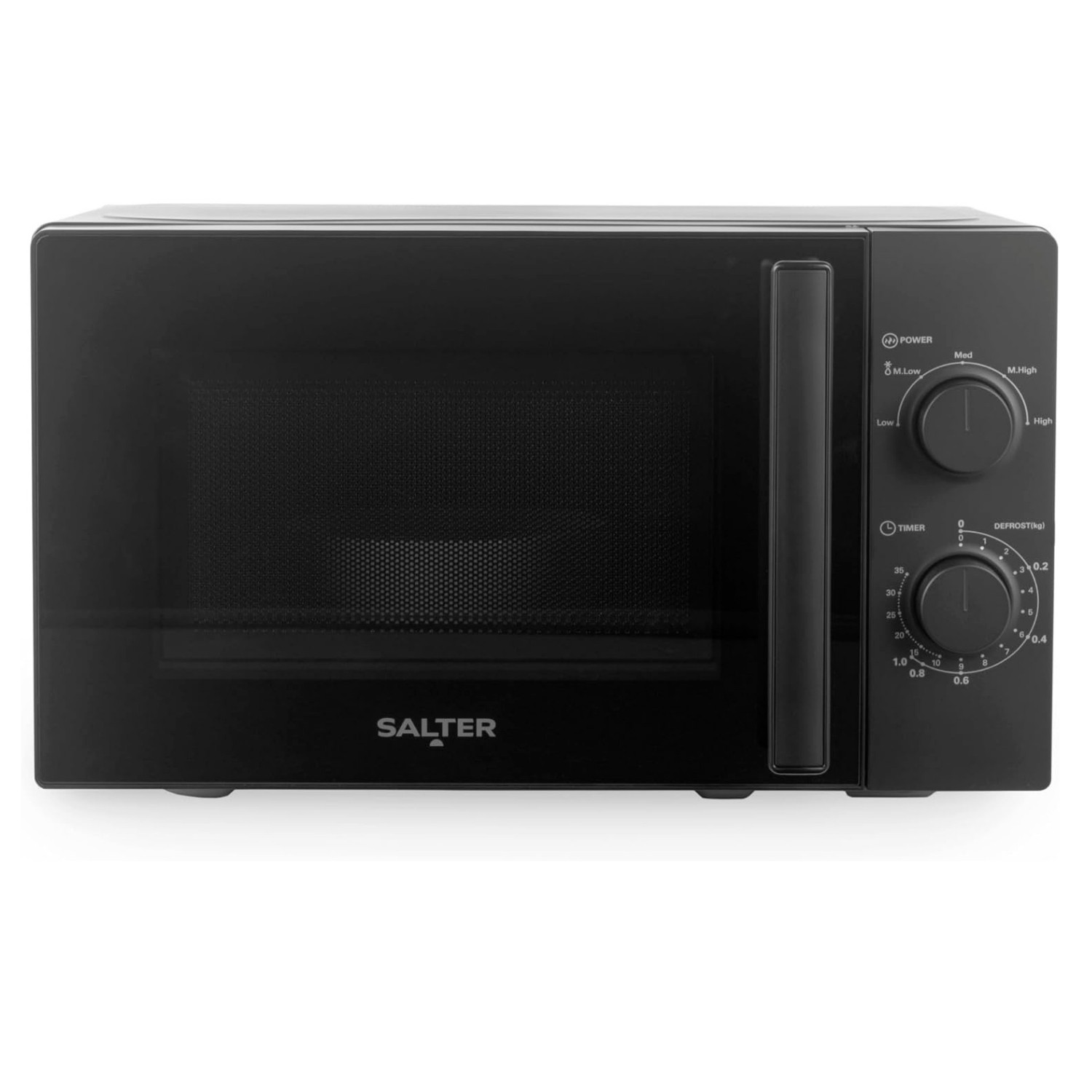Salter Kuro Solo Microwave Oven 20L 800W Manual Dial Black Turntable Countertop