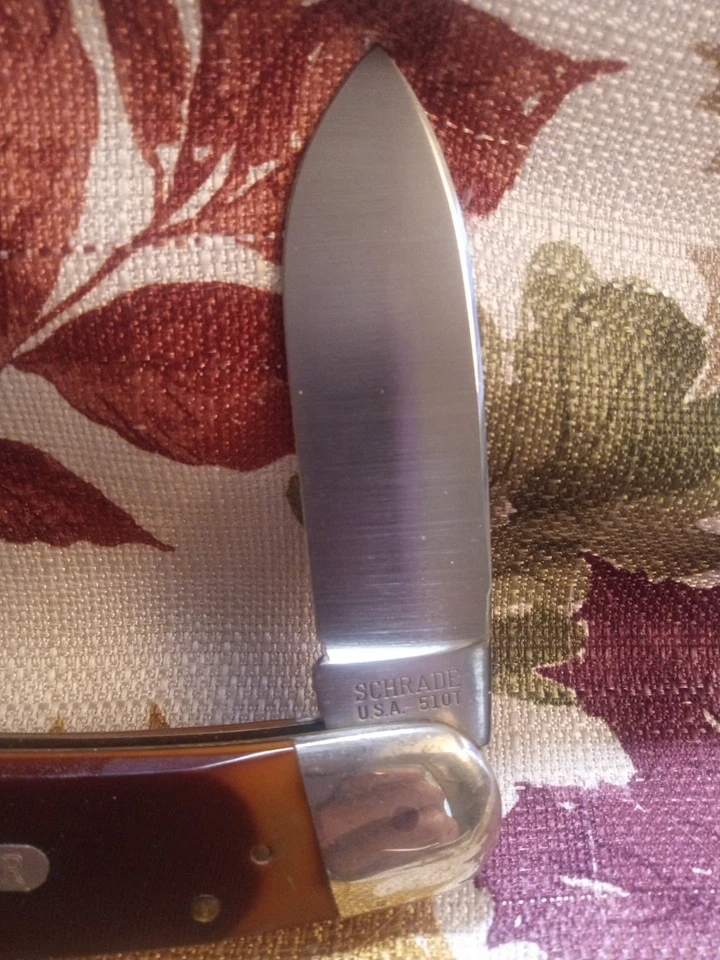 Schrade USA 51OT 旧计时器口袋锁回折叠刀 3 3/8 英寸刀片二手状况完好!!!! — 第 3/4 张图片