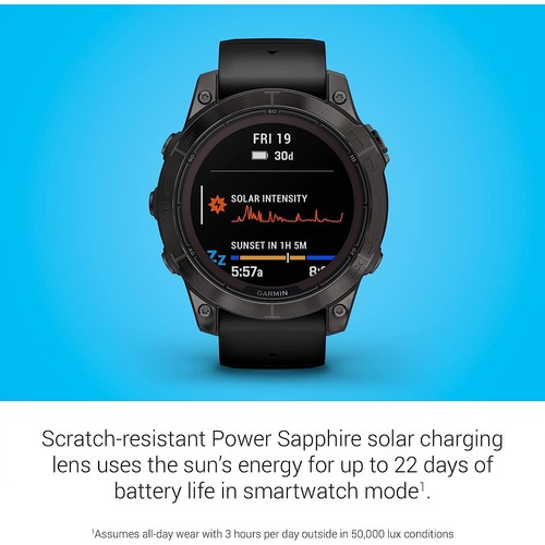 Garmin Fenix 7 Pro Sapphire Solar, Reloj Inteligente GPS, Linterna Incorporada (Negro) - Imagen 5 de 7