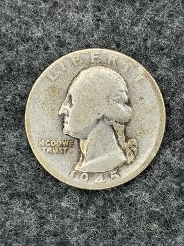 1945 Washington Quarter 25c 90% Silver Good Condition