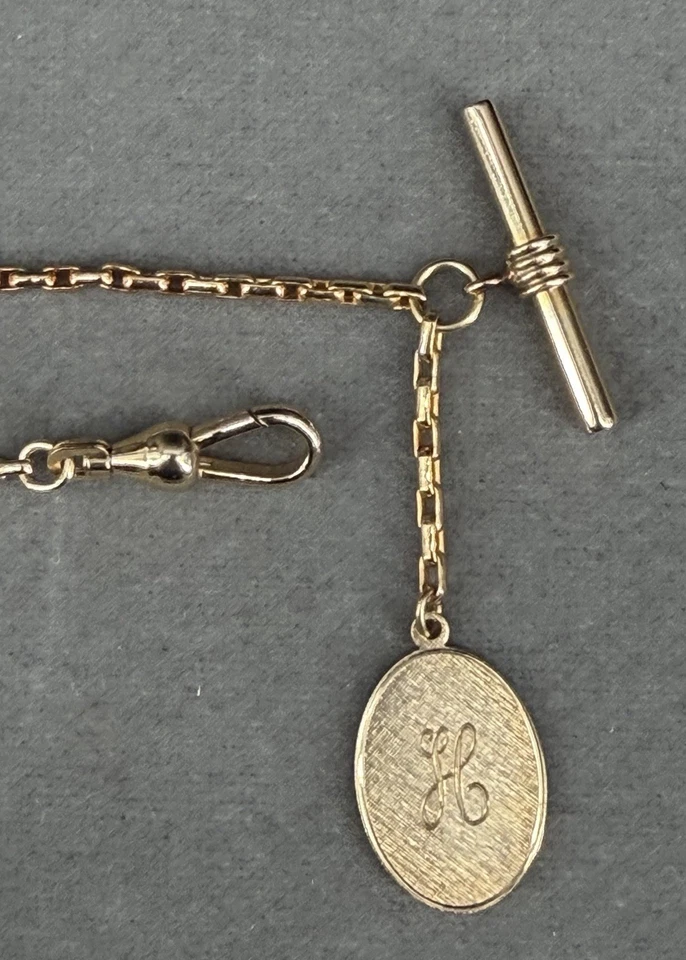 SB8: новый из старых запасов Anson карманные часы цепочка и брелок с коробкой США винтажный золотистый T-образный слиток - Изображение 4 из 4