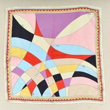 EMILIO PUCCI Silk Scarf Neckerchief Pocket Square 17" Bright Geometric Italy