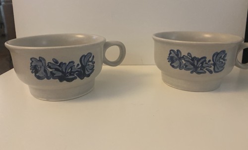 Vtg Pfaltzgraff Blue Yorktowne Coffee Soup Tea Mugs Cups SET OF 4 Flat No Saucer - Picture 12 of 15