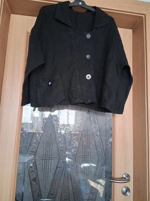 Lagenlook Damen Jacke 42 /44 NEU Schwarz Leinen - Bild 1 von 3