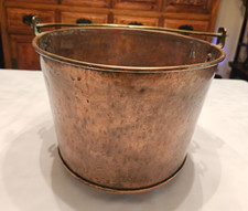 Antique Handcrafted Copper / Brass Kettle Bucket Pail ~ 10" T X 12" W
