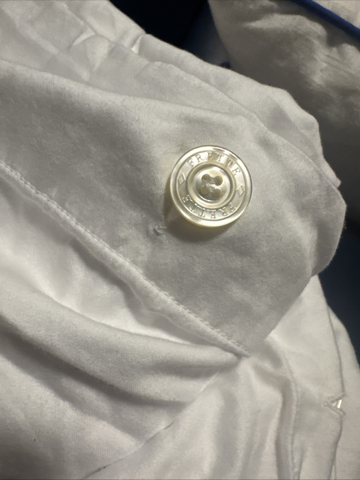 Frette Twin Sz Embroidered Duvet Cover. White With Tan Italy Cotton Unused