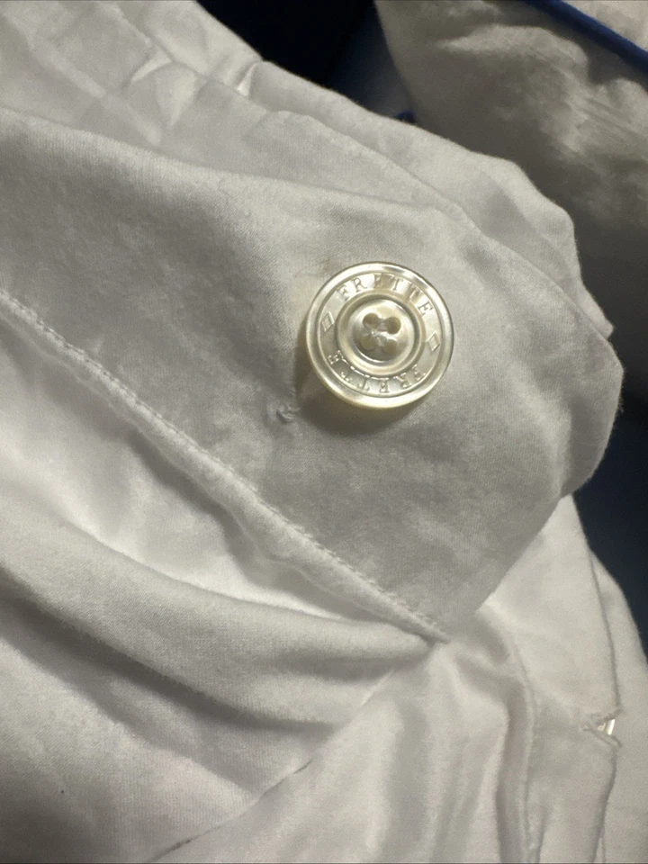 Frette Twin Sz Embroidered Duvet Cover. White With Tan Italy Cotton Unused - Image 4 of 4