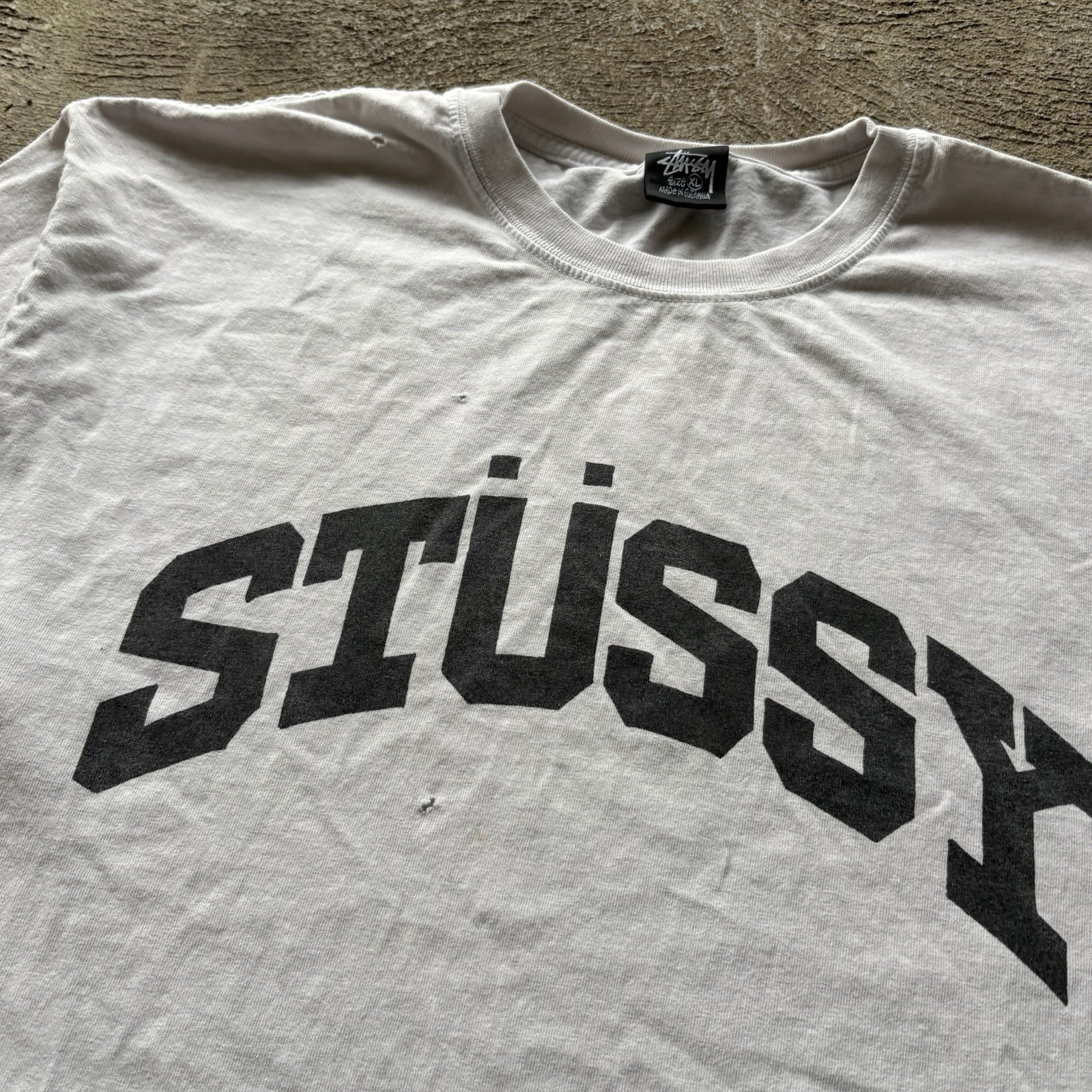 Y2K Stussy blocky letter tee White mens xl thumbnail 2