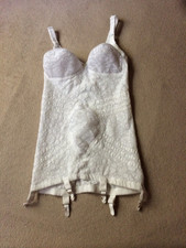 Rago 36B White Lacette 6 Garter Extra Firm Open Bottom Shaper 9357 Pre-owned