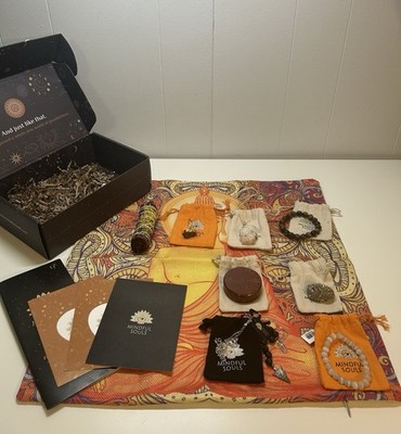 Mindful Souls House Cleansing Kit Open Box With All Pieces: Crystals, Sage, Inst
