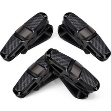Boao 4 Pcs Sunglasses Holders for Car Sun Visor, Glasses Ticket Card Black