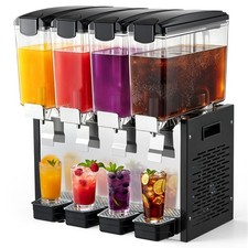 Uimoso 10Lx4 Commercial Beverage Juice Dispenser with 4 Tank for Cold Ice Drinks