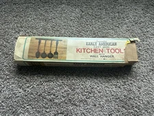 Vtg Early American Style Cast Iron Kitchen Tools Utensils Wall Hanger 5 Pieces  