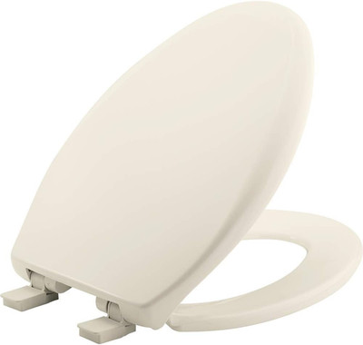 Elongated Slow Close Toilet Seat, Adjustable Plastic Seat, Biscuit