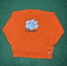 90s Clemson Tigers Football Crewneck Sweatshirt Sweater XL Orange baggy college