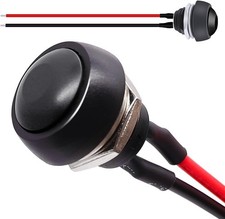 2-Pack 12mm 1/2" Waterproof Momentary Push Button Switch, Black w/Wires
