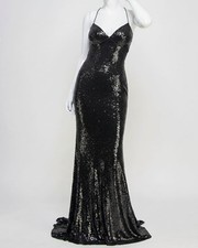 B. Darlin Women's Black Sequins V-Neck Strappy-Back Dress Juniors' Size 7/8