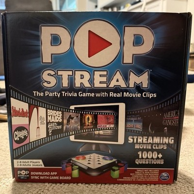 POP Stream The Party Trivia Game w/ Real Movie Clips Game Board 