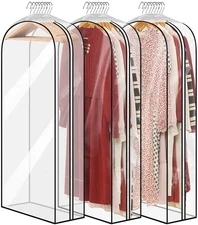 10"Gusseted Clear Garment Bags for Hanging Clothes 50"Dress for Closet Storage