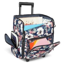 Rolling Craft Bag, Large Roller Scrapbook Tote with Wheels, Water Resistant