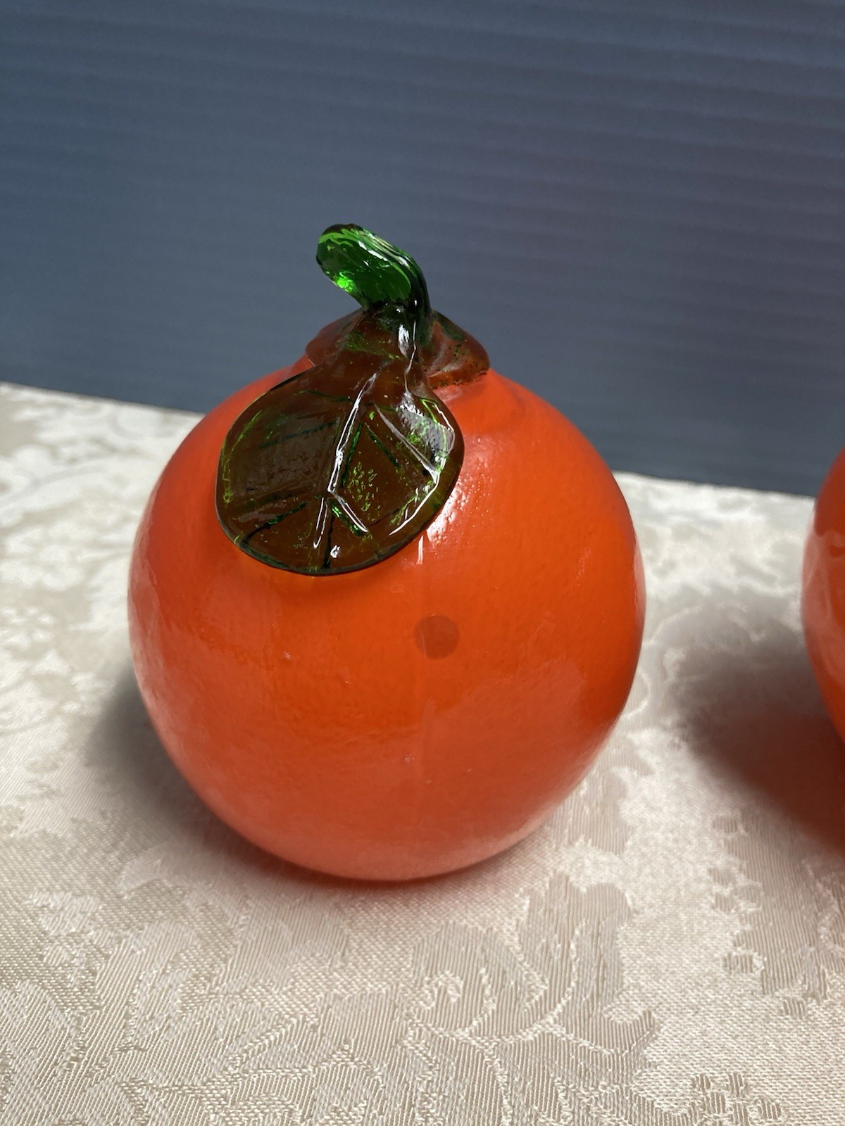 Lot Of 2 Murano Style Hand Blown Oranges Art Glass