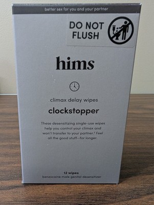 Hims Clockstopper Climax Delay Wipes 12 Count Expires 03/2027 New In Box