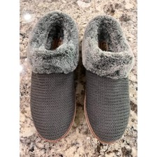 BOBs by Skechers Slipper - Womens Size 9- Memory Foam Gray Knit -Gray Fur Lining