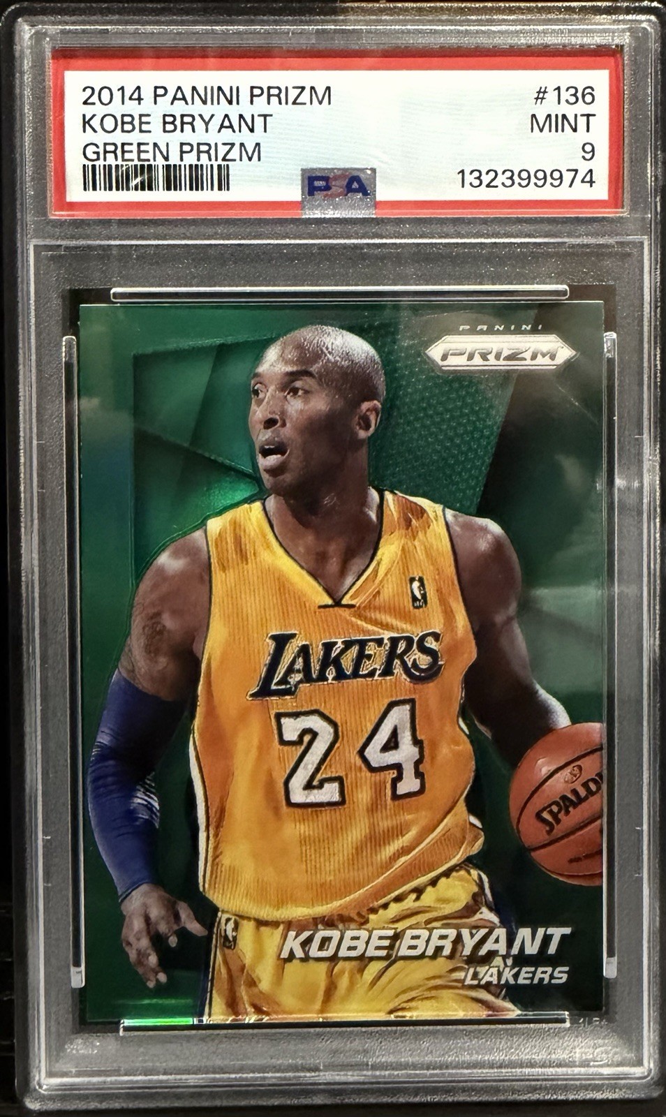 2014 Panini Prizm Kobe Bryant #136 Green Prizm PSA 9 Mint