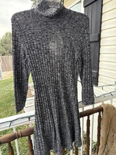 American Eagle Outfitters Women's Grey Ribbed Turtleneck Sweater Dress