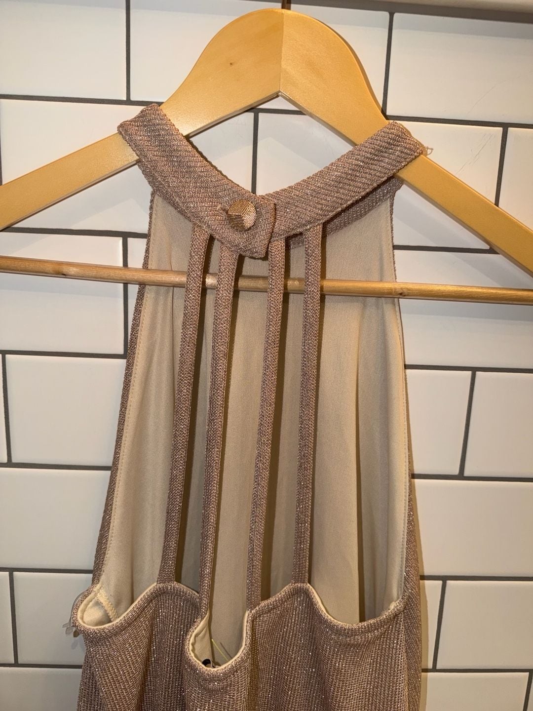 Tobi Halter Mini Dress S/P Rose Gold Metallic, photo 5