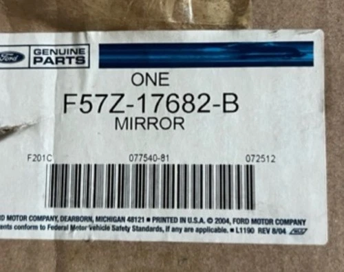 95 96 97 98 99 00 01 02 03 04 05 FORD RANGER Right Door Mirror Black F57Z17682B