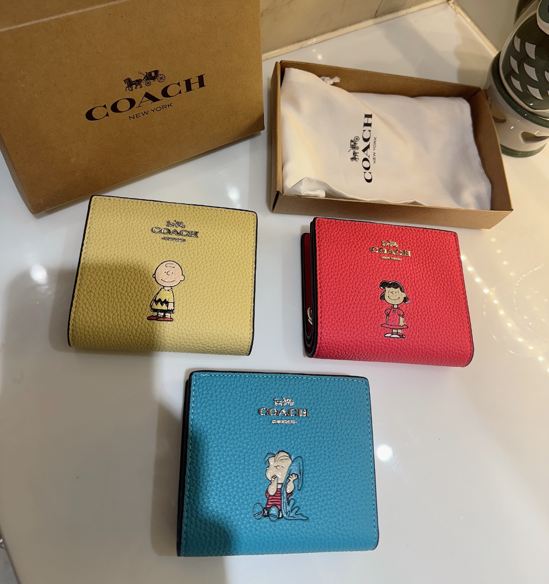 NWT Coach X Peanuts Snap Wallet With Lucy/Charlie Brown/Linus