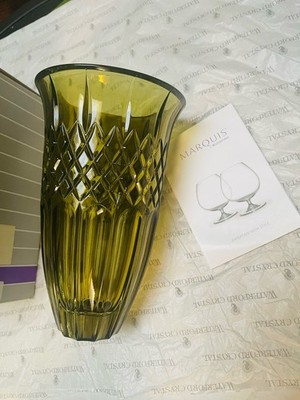 Waterford Marquis Shelton Crystal Vase in Olive Green 8-Inch Made In Germany NEW