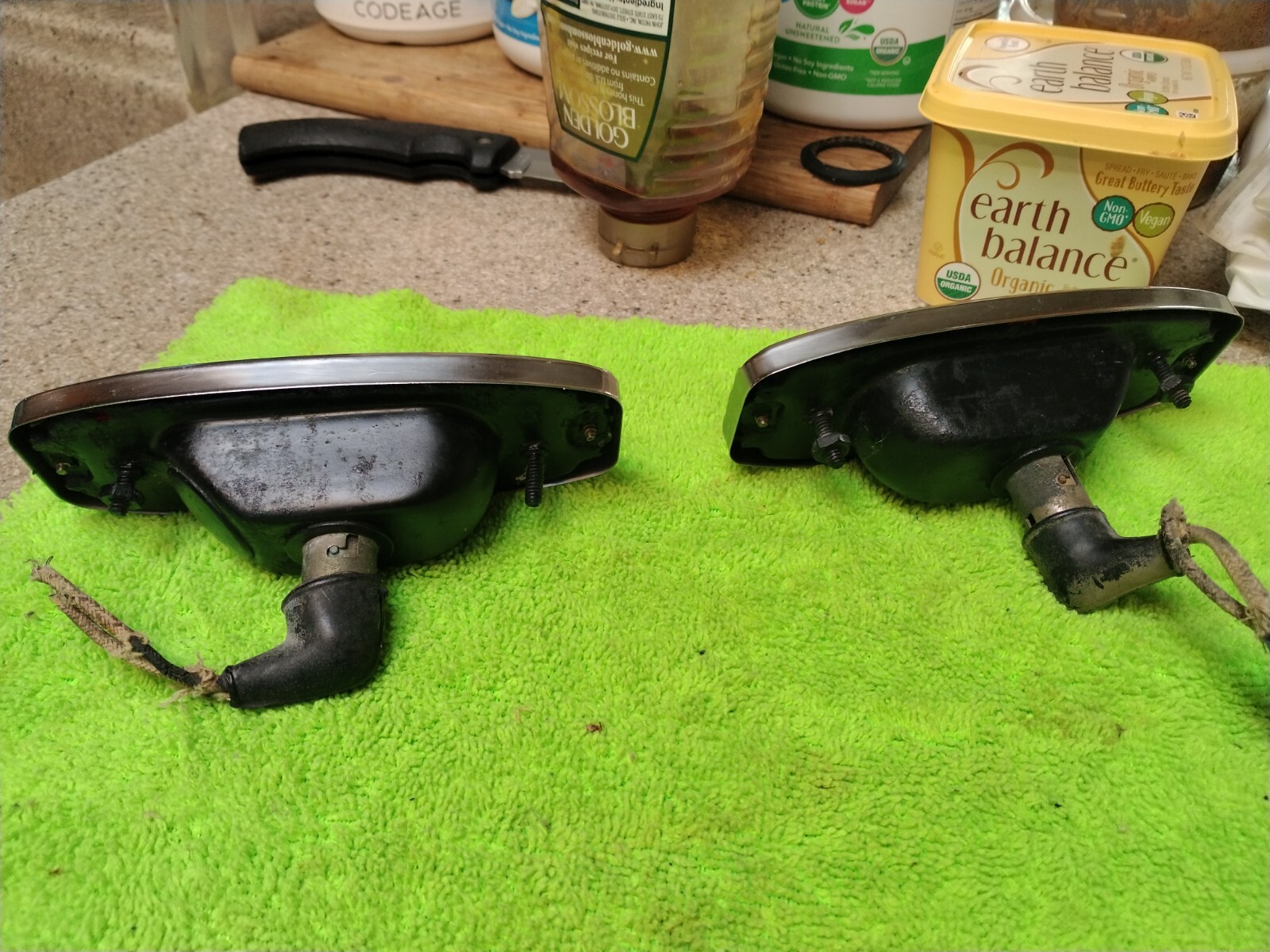 1948 to 1950 Chevrolet Car Tail Lights + Housings Vintage Original OEM