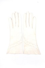 Vintage White Leather Women's Gloves Size 7.5 Made In Western Germany