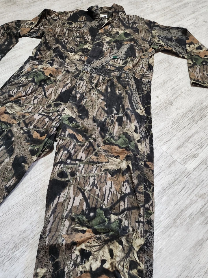 Vintage 80s Mossy Oak Full Foliage Camo Hunting Cotton Coveralls Size XL Reg Men - Image 2 of 4