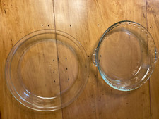 Pyrex Pie Plates, 10", 1 Scalloped Edges #229, 1 Plain Edges #209 Made in USA