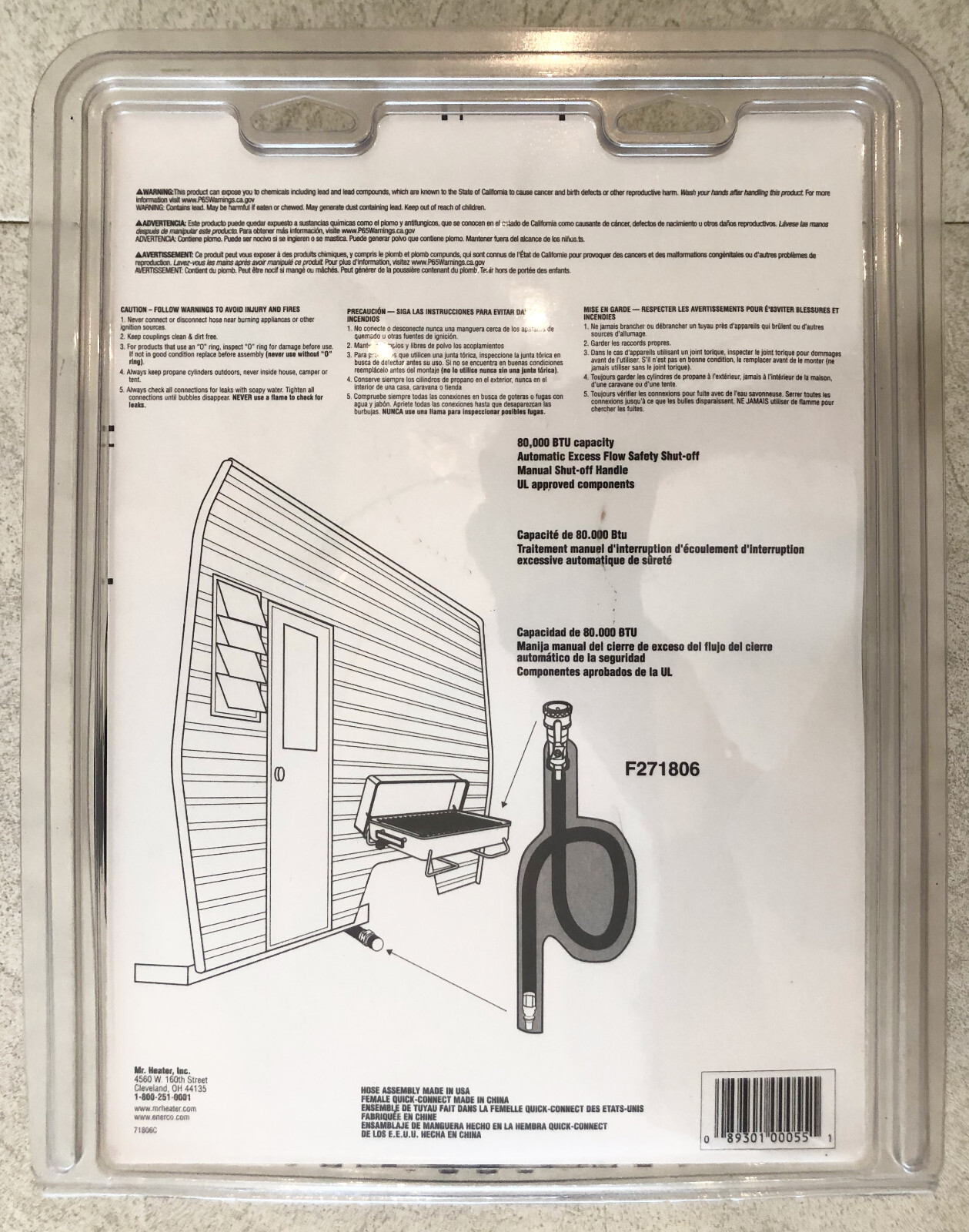 Mr Heater 12' Quick Connect Hose Assembly w/Shut Off Valve & Full Flow Male Plug