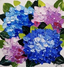 Hydrangea Painting Impasto Oil Painting Floral Art Original Small Art 6 by 6 in