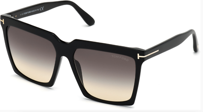 Tom Ford SABRINA-02 Women Sunglasses Black Smoke Gradient Square FT0764 01B Tom Ford® FT0764 Sabrina-02 Geometric Sunglasses - EuroOptica main image 4