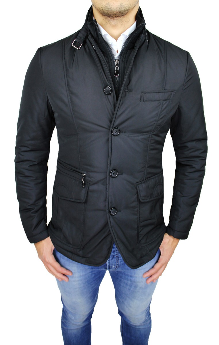 GIACCA PIUMINO UOMO DIAMOND SARTORIALE NERO CASUAL ELEGANTE