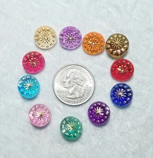New 5-pack 1/2" Plastic Round Starburst Buttons tunnel shank