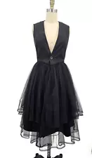 Comme des Garcons Noir Kei Ninomiya Dress Womens S Black Mesh Tulle Sleeveless