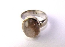 Rutilated Quartz Ring Vintage 925 Sterling Silver Gemstone Solitaire Size 8 Band