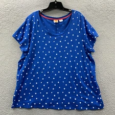 C&C California Blouse Womens 2X Top Short Sleeve Blue